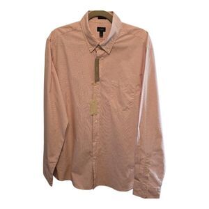 J.CREW MEN'S RED WHITE BUTTON DOWN SHIRT NWT SIZE LARGE SLIM COTTON